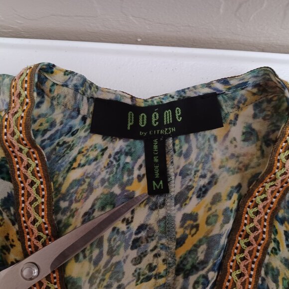 Women's Poeme Sheer Lightweight Animal/Marble Print Cover Up/Tunic Size Medium - Picture 6 of 8